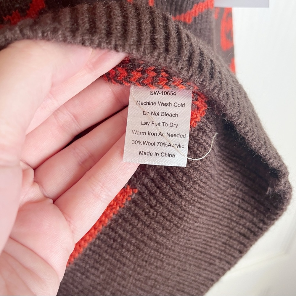 NWT Kiel James Patrick Brown Orange Halloween Wool Blend Sweater Size XS - Picture 4 of 6